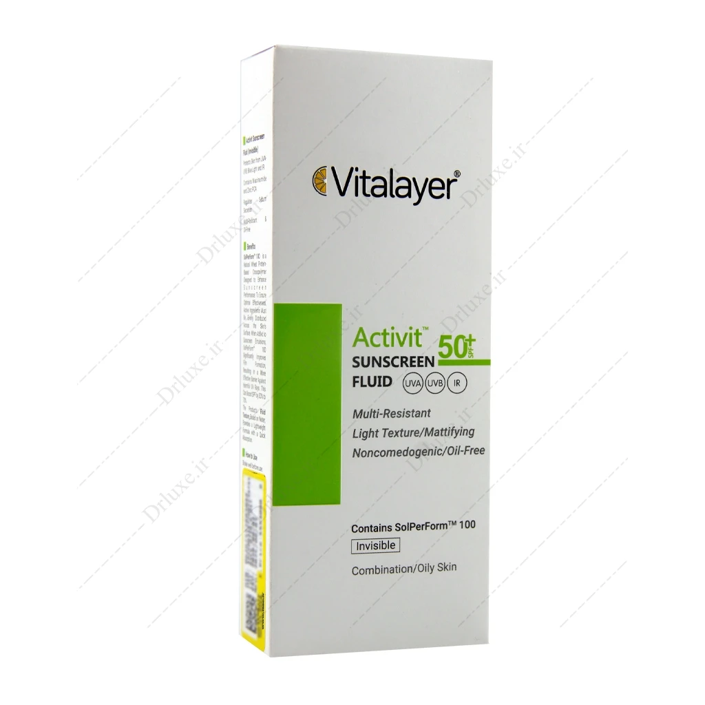 فلوئید ضد آفتاب SPF50 بی رنگ اکتی ویت ویتالیر پوست چرب 50 میل